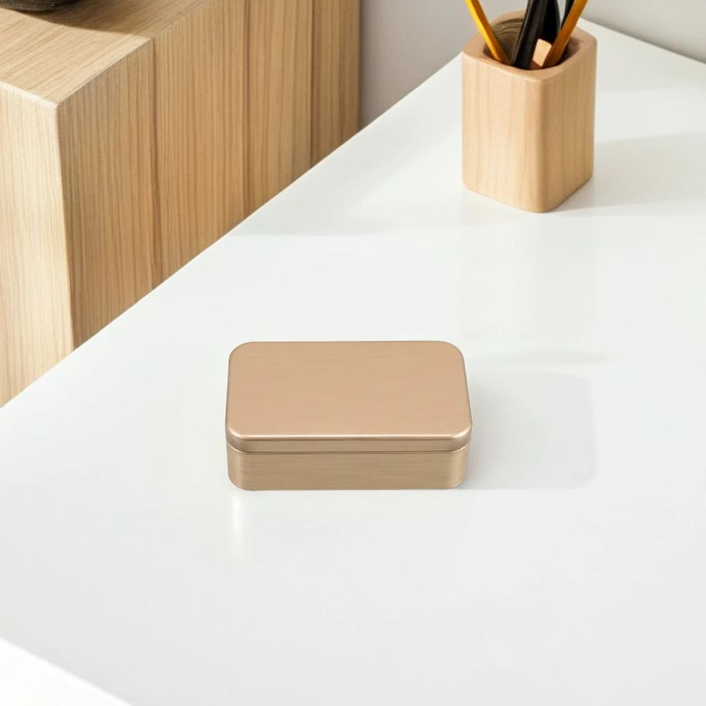 

2pcs Square Brushed Tinplate Boxes Portable Small Metal Containers for Tea Jewelry Storage Home Office ganization Tin