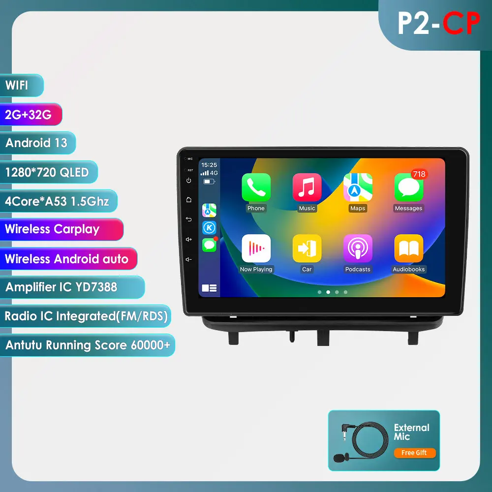 8G 128G 2din Android13 Autoradio Voor Opel Corsa D 2007-2012 Draadloze Carplay Intelligent Scherm 2din Autoradio 360Camera Dsp 4G