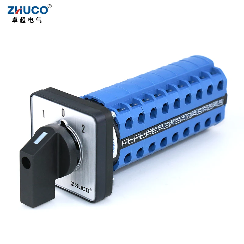 ZHUCO SZW26/LW26-20 3 Position 9 Poles 36 Terminals 20A Transfer Changeover Cam Universal Selector Switch 64X64 48X48 mm Panel