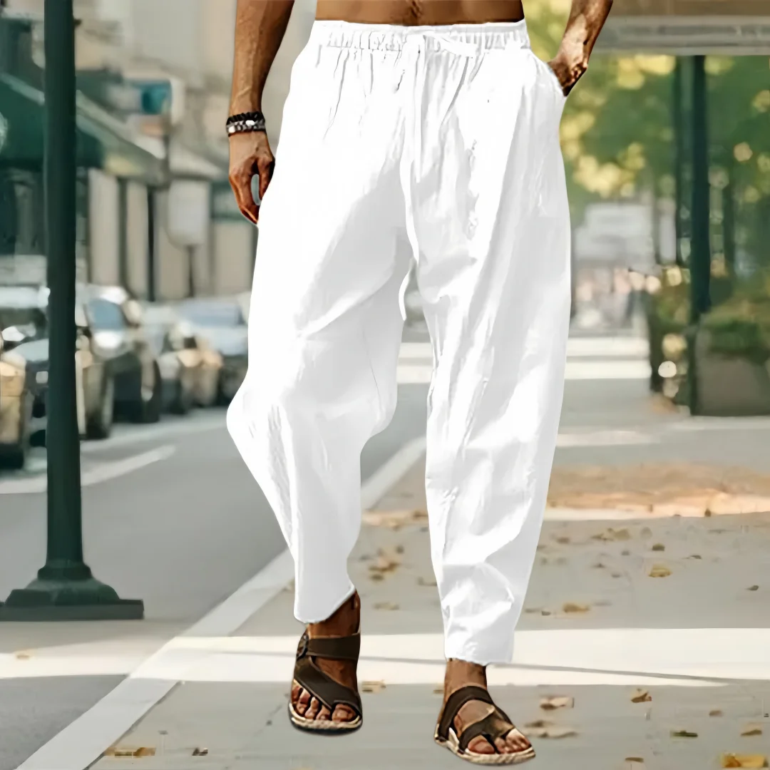 

2025 новые модные мужские льняные широкие брюки, брюки большого размера, спортивная уличная одежда, мужские весенние брюки для йоги, повседневная мужская одежда, спортивные штаны