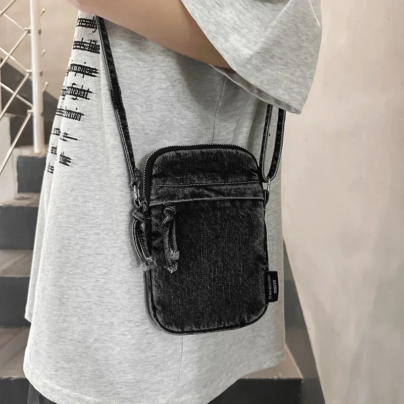 Sewing Thread Zipper Women\'s Shoulder Bag 2024 New Women\'s Crossbody Bag Mobile Phone Bag Hot Selling Design Mini Denim