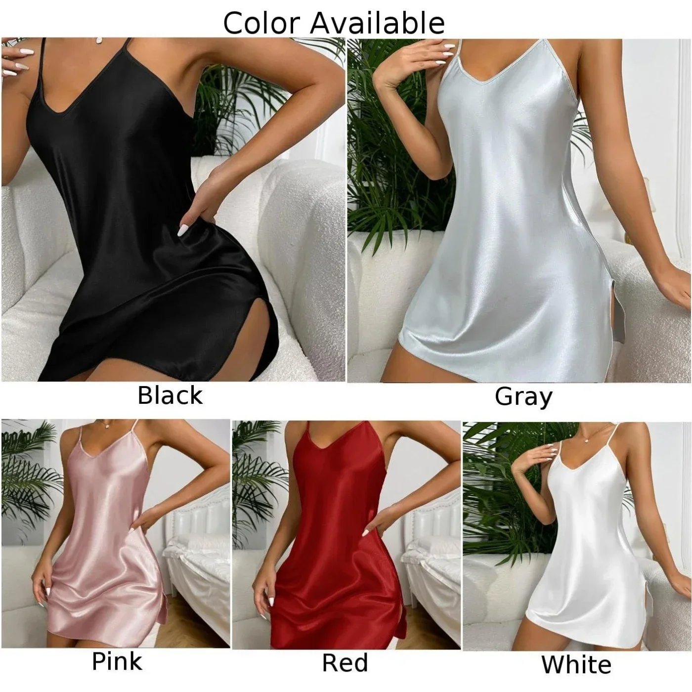 Women Short Dress Pajamas Casual Home Wear Sexy Nightdress Strappy Nightgown