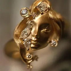 Classics Antique Beauty Portrait Opening Adjustable Rings for Women Design Art Rings Retro Jewelry Accessories Gifts