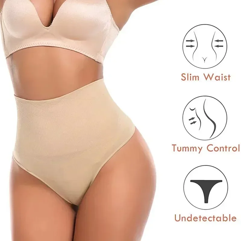 2Pc/Lot Body Shaper Panties Tummy Control Thong Middle Waist Trimmer Shapewear Daily Wear Thong Seamless Butt Lift