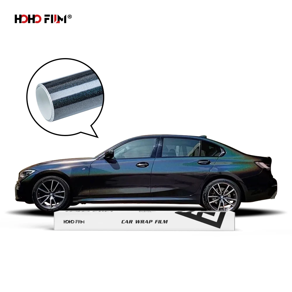 HOHOFILM Car Wrap PET Liner Air Release Bubble Free Arcobaleno Cromo Nero Cambio di colore Super Matte Magic Purple Car Wrap Film