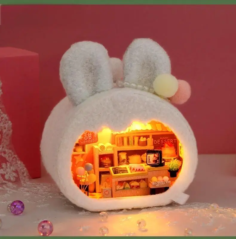 DIY 小屋ニンジンミニハウス手組み立てミニチュアシーンモデルビルディングブロックおもちゃかわいい誕生日ギフト女性