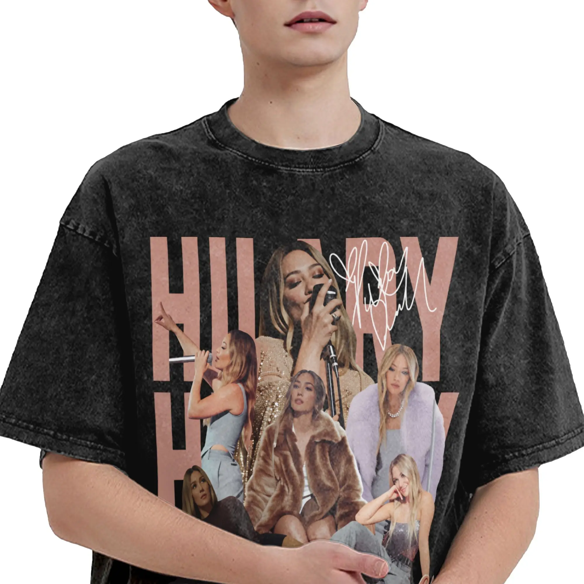 Graphic Printed Hilary Duff The Lucky Me Tour 2026 Washed Shirts Merch Oversize T-Shirt  Men Women Tee Shirt