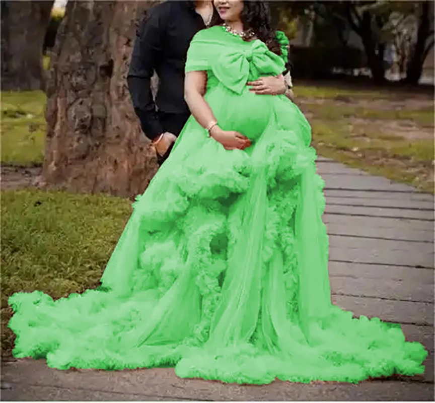 Long  Tulle Ruffle maternity dresses photoshoot baby shower платье для беременных فساتين حوامل vestidos para embarazadas