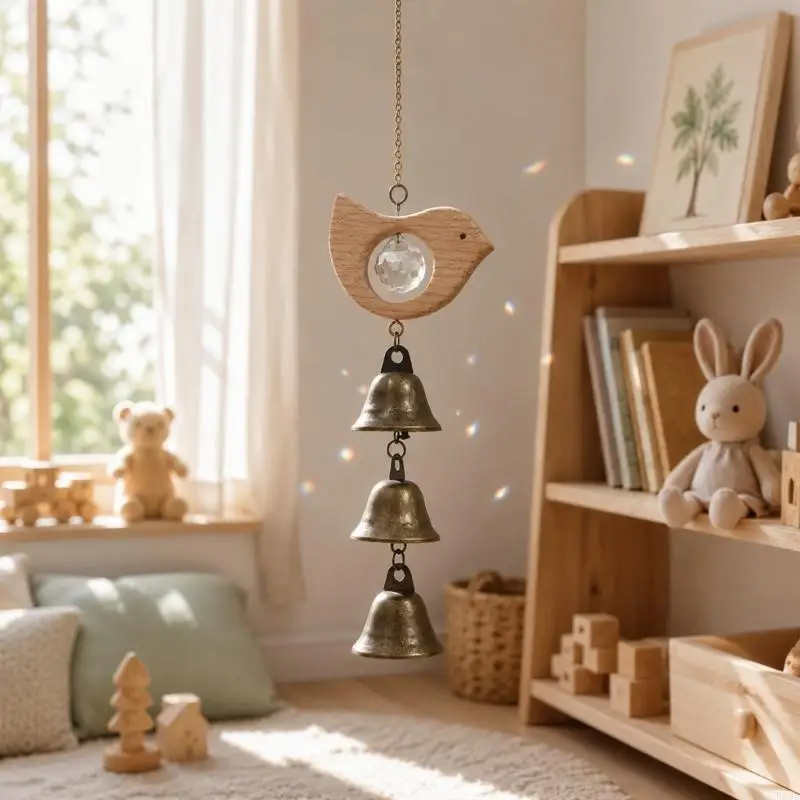 Hanging Accent with Faceted Crystal Center and 3 Hanging Parts for Window Porch Balcony Sunlight Display Use B03E