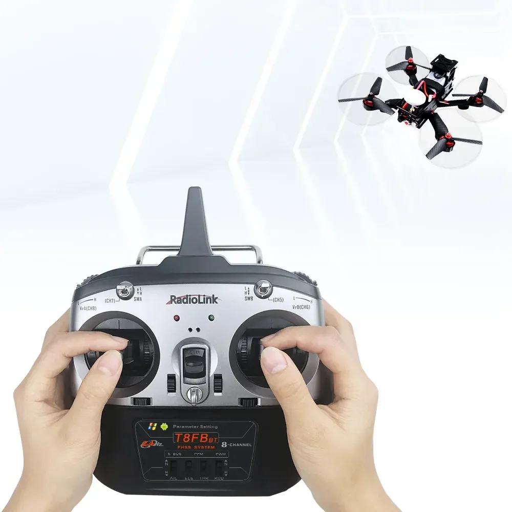 Radiolink novo transmissor e receptor rc t8fb bt 8 canais r8ef 2.4g controlador para drone/asa fixa, avião