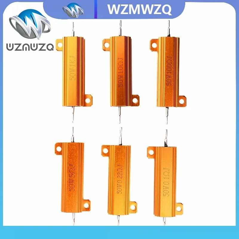 50W 100W アルミパワーメタルシェルケース巻線抵抗器 0.01Ω～100KΩ 1Ω 6Ω 8Ω 10Ω 20Ω 200Ω 500Ω 1KΩ 10KΩ RX24