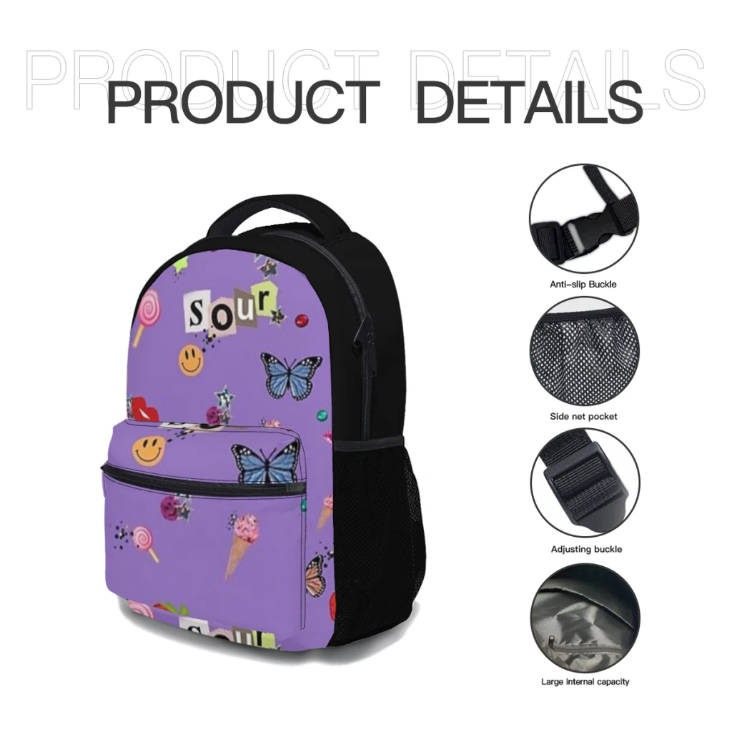 SOUR themed Schoolbag For boys Large Capacity Student Backpack Cartoon High School Student Backpack 17inch