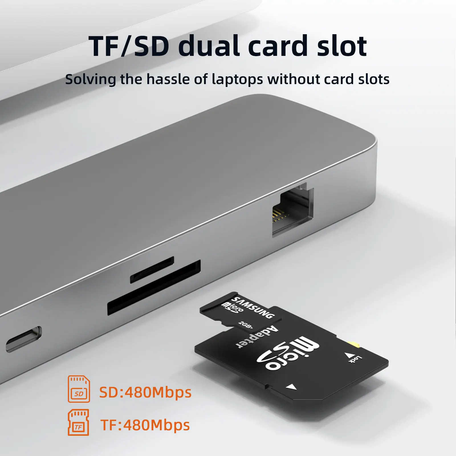 Imagem -04 - Usb c Hub tipo c 8in com 4k tf Compatível com Hdmi 100w pd c Port Docking Station Usb-c 3.0 tipo c para Macbook Pro Air Laptop Mobile Phone pc em