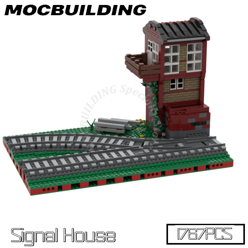 Modular Railway Signal House Model City Street View MOC Building Blocks Display Construction Toys Birthday Gifts Present