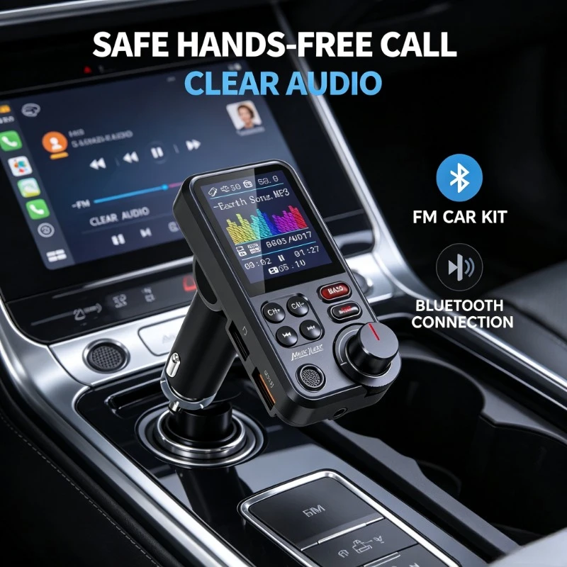 1. Treble Bass Tuned FM Transmitter, QC3.0 Charging For Family Road Trip Automobile Audio Setup
