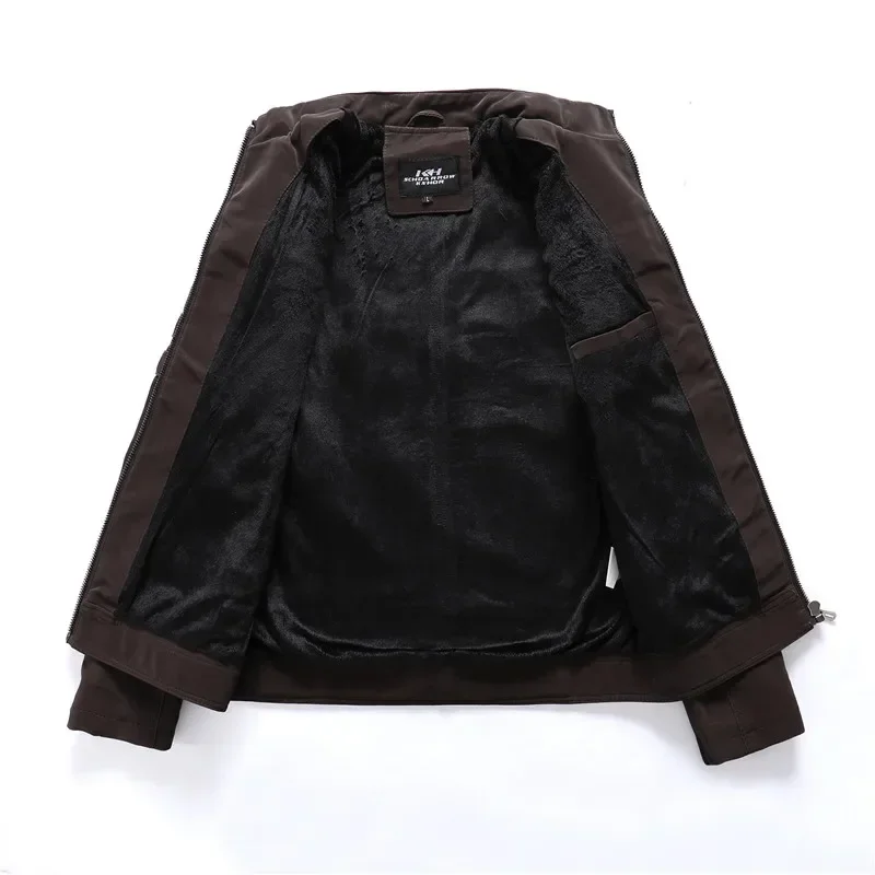 Winter Motorcycle PU Leather Jacket Men 2026 Vintage Fleece Warm Multi-pocket Leather Coat Male Zipper Autumn Outwear Jackets