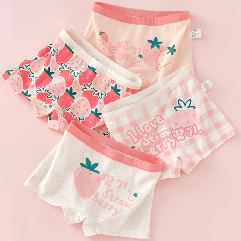 

4PCS Kids Cute Cartoon Print Panties for Girl Cotton Soft Antibacterial Knickers Baby Thin Breathable 3+y Young Child Underwears