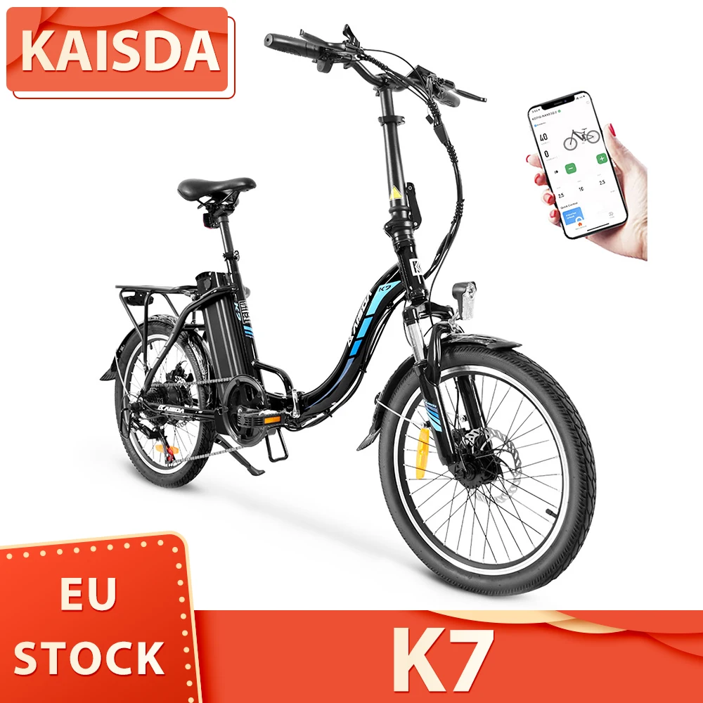 KAISDA K7 Folding Electric Moped Bike 20*1.95 Inch Tire 36V 13Ah 350W Motor 25-28Km/h Max Speed Mountain Bicycle APP Control