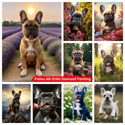 Cute French Bulldog Puppy AB Diamond Painting Art Pet Dog Animal 5d Diy Cross Stitch Mosaic Handwork Room Decor Gift