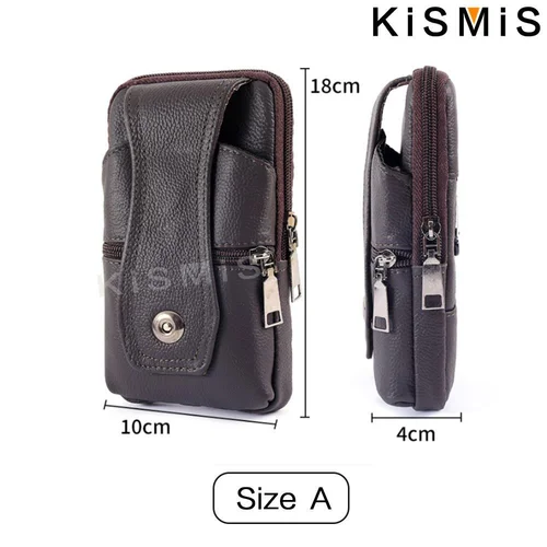 Imagen 2 del producto KISMIS riñonera de cuero multifunción para hombre, bolso de cinturón de gran capacidad con correa para el hombro