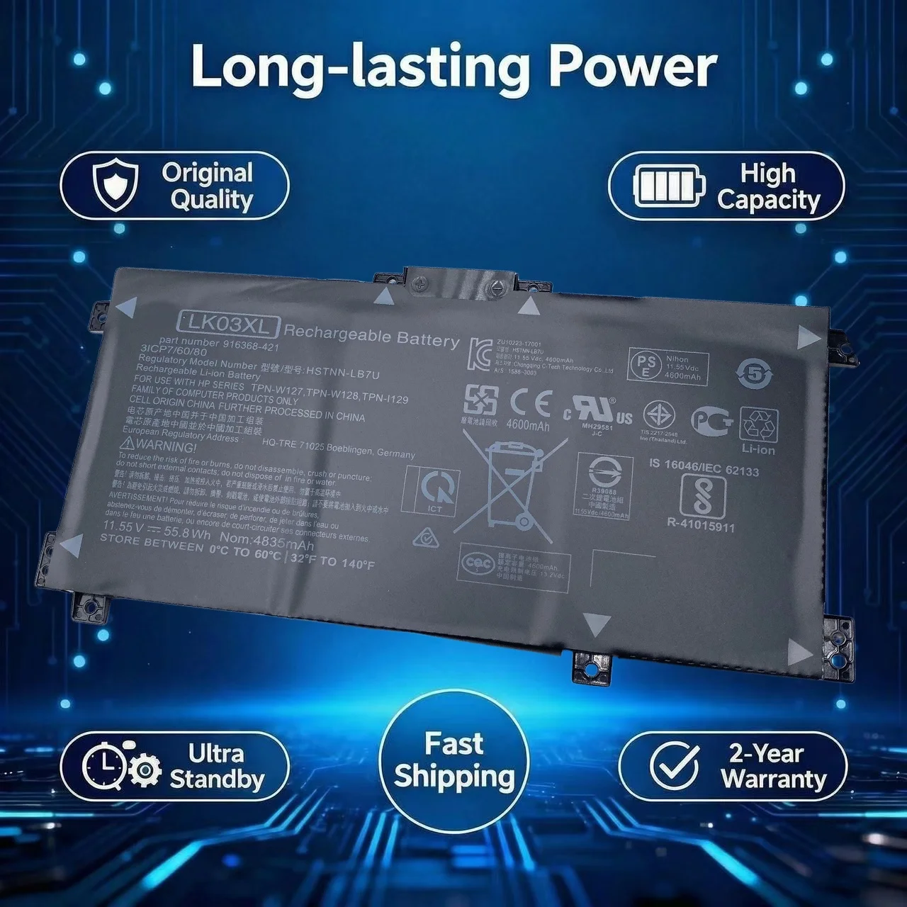 

Новый оригинальный аккумулятор LK03XL для ноутбука HP envy 15x360 15-bp 15-cn TPN-W127 W128 W129 W132 HSTNN-LB7U 7i IB8M LB8J