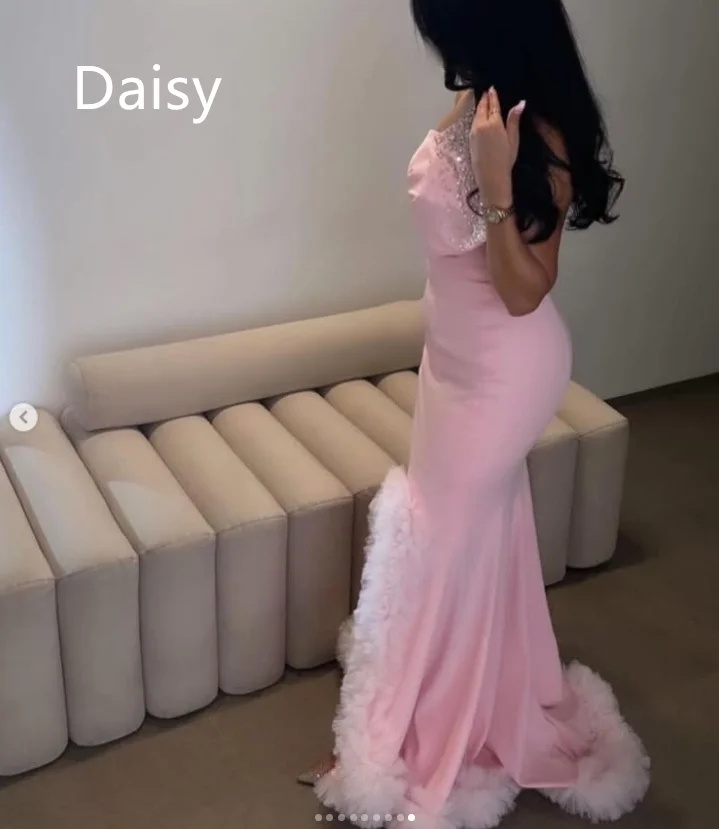 Vestido sharon de tule rosa, um ombro para eventos especiais, vestidos de baile personalizados, vestidos de noite elegantes para mulheres, festa de casamento