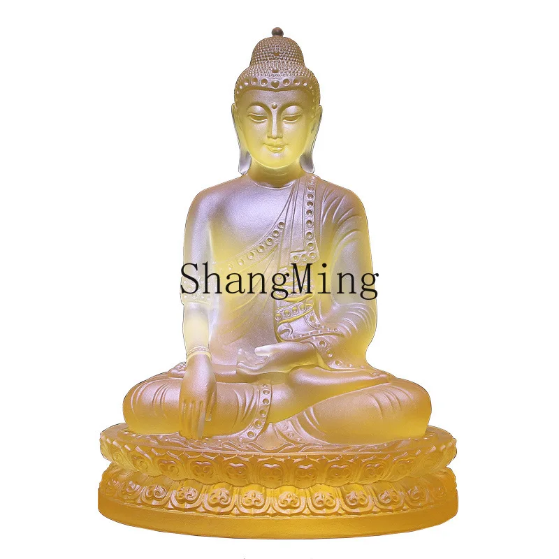 

CL Jade Buddha Glazed Sakyamuni Tathagata Statue Buddha Home Living Room Desktop Devotion Ornament