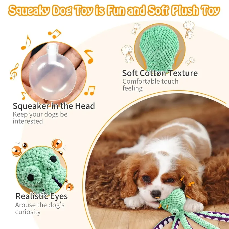 Plush Octopus Squeaky Dog Toy 3
