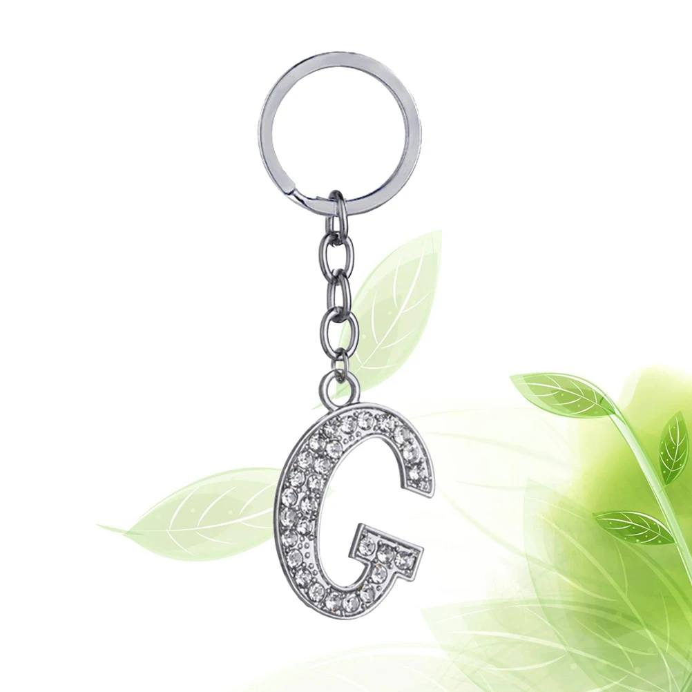 

Metal Keychain Letter Ring Rhinestones Decoration Simple Stylish Alphabet Pendant Handbag Charms Key Ring Cute Accessories