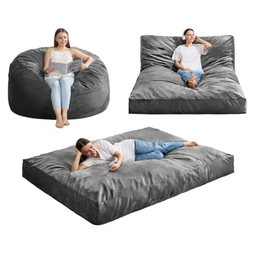 

Giant Bean Bag Chair Bed for Adults Large Bean Bags with High-Density Foam Filling Convertible Big Sofa Bed Couch for Living Ro