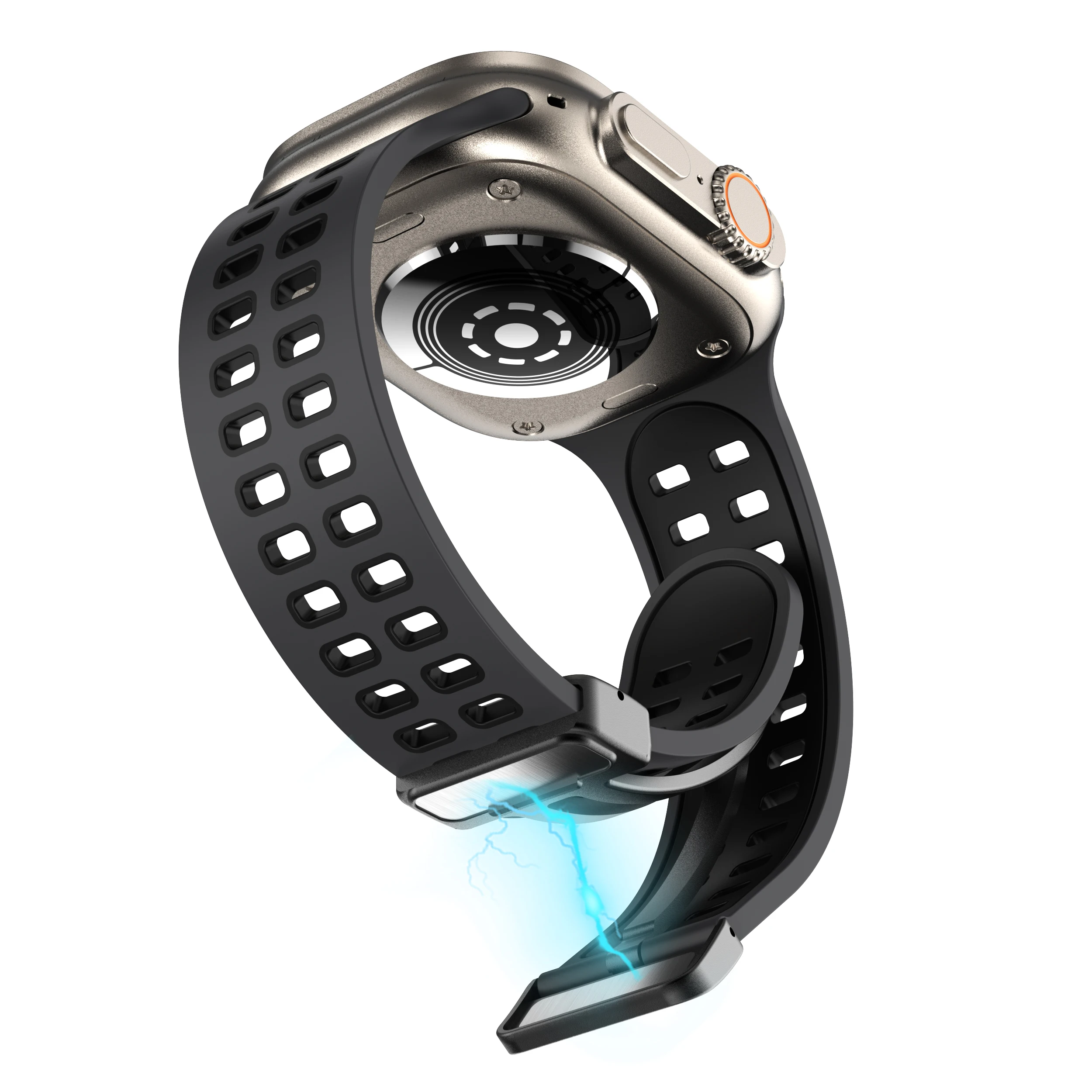 Магнитный браслет с D-образной пряжкой для Apple Watch Band Ultra2 49 мм 45 44 40 41 38 42 мм силиконовый ремешок для iWatch Series 9 8 7 6 5 4 3