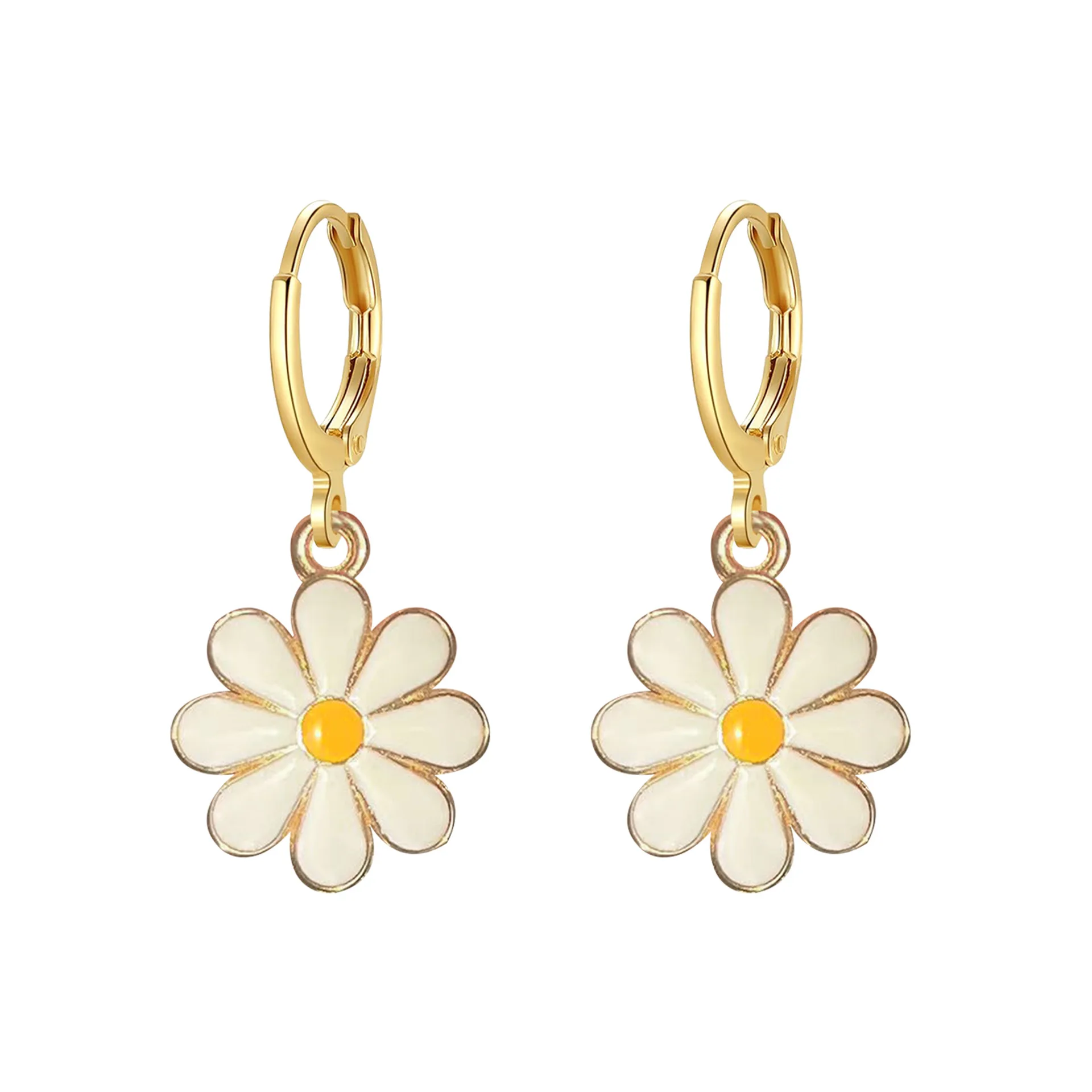 

Simple multi-color small daisy flower Xiaoqing style earrings