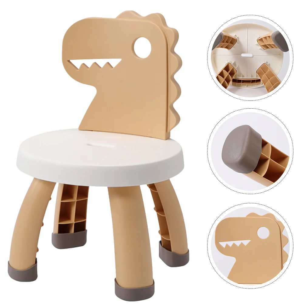 

Children Plastic Back Stool with Cartoon Dinosaur Print Exquisite Workmanship Smooth Finish Safe Rounded Corners for Toddler