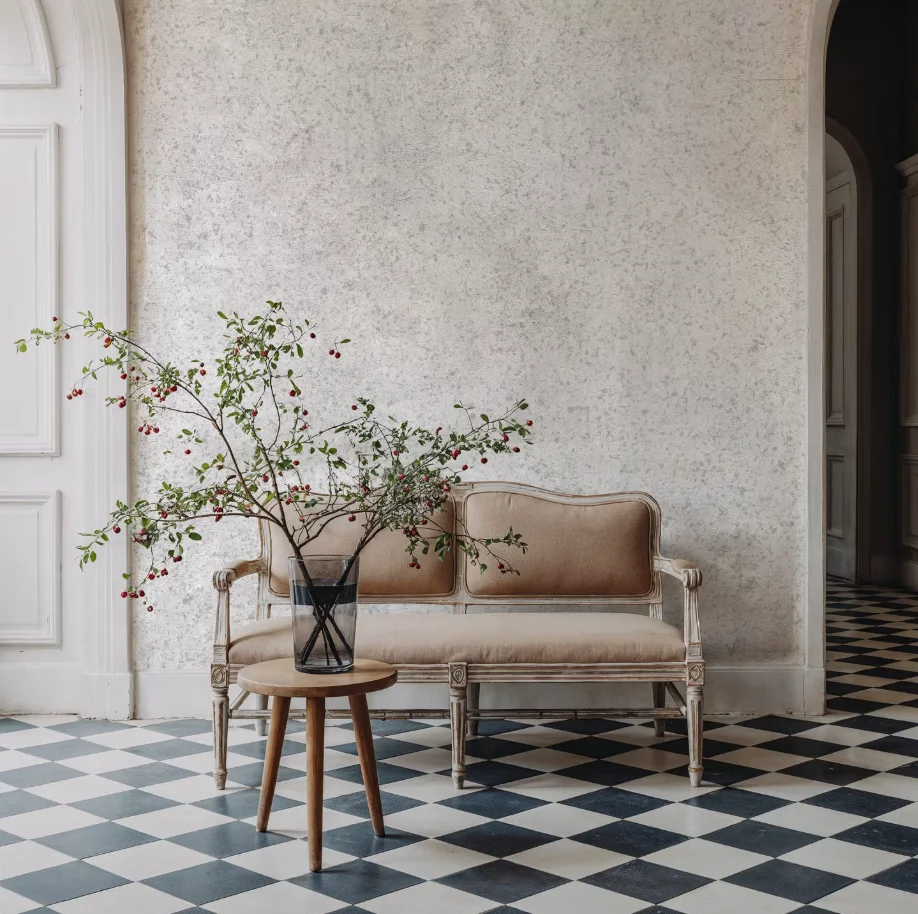 Custom Sized Textured Wallpaper in Smoked Gray, Beige, and Rust Colors, Decorated with Concrete or Natural Stone Shapes 3D Mural