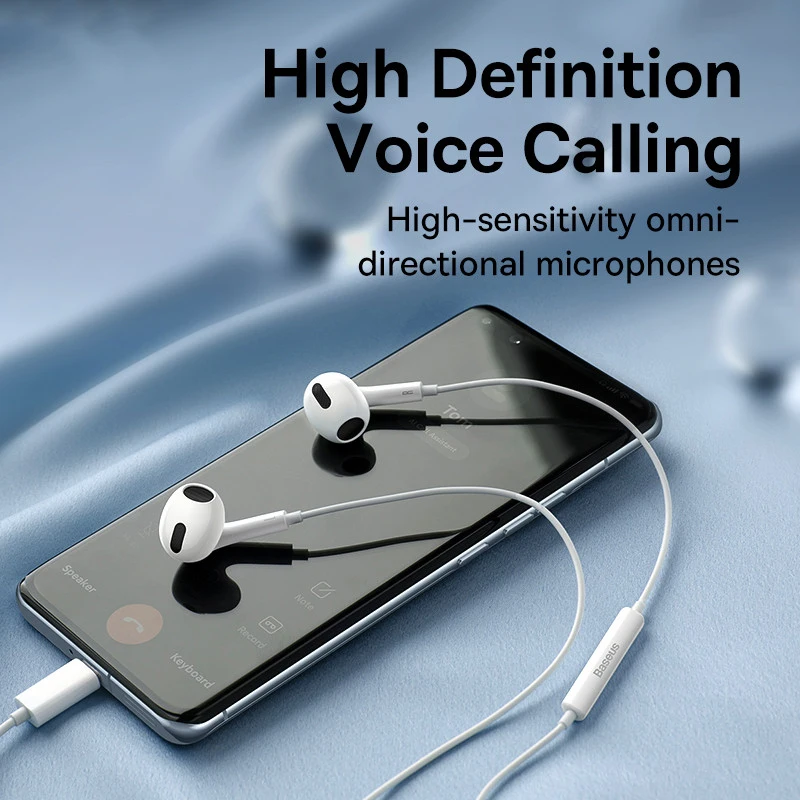 Baseus C17 Type-C سماعات داخل الأذن سماعة رأس سلكية مع ميكروفون للهواتف الذكية لشاومي سامسونج S21 S20 سماعة الهاتف المحمول