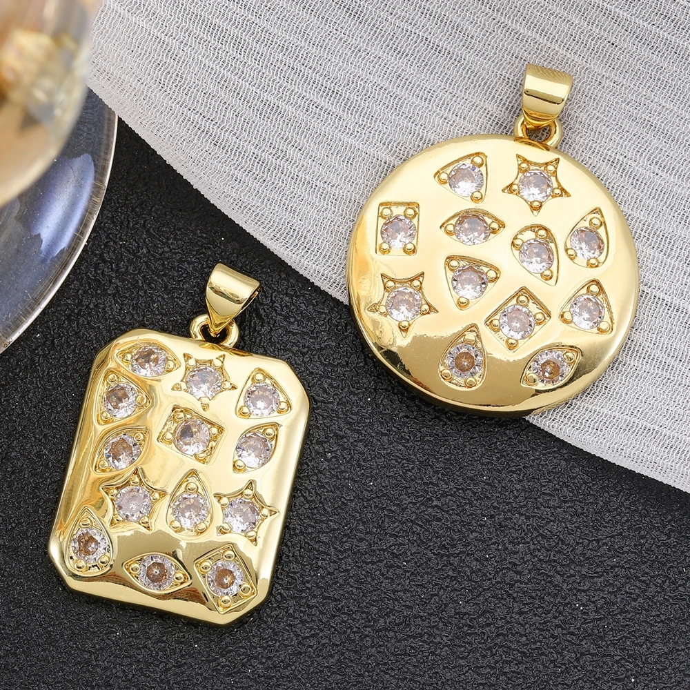 Juya Handmade 18K Real Gold Plated Enamel Wolf Greek Evil Eye Tree Of Life MAMA Feather Guitar Bear Love Heart Charms Supplies