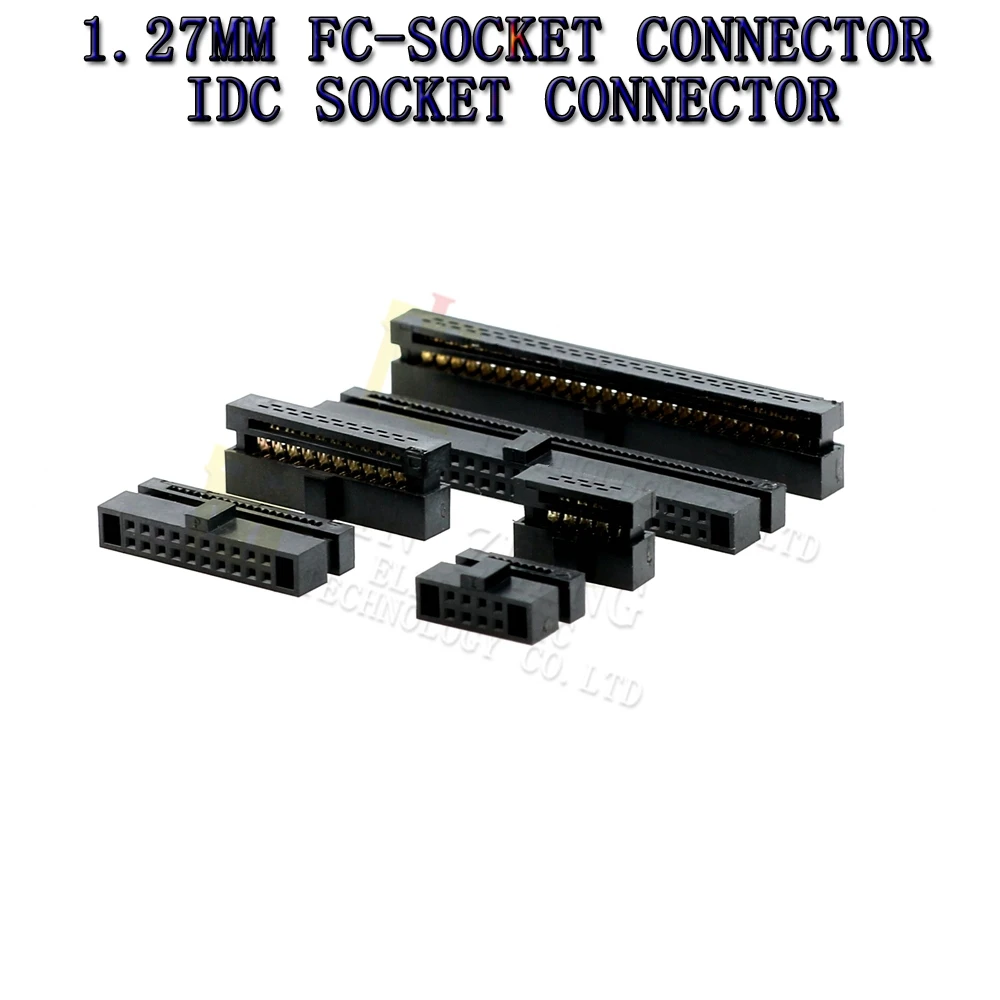 10 قطعة FC 1.27 مللي متر 6 8 10 12 14 16 20 24 26 30 34 40 50 دبوس IDC أنثى رأس موصل مقبس ل 0.635 مللي متر الملعب كابل مسطح #6