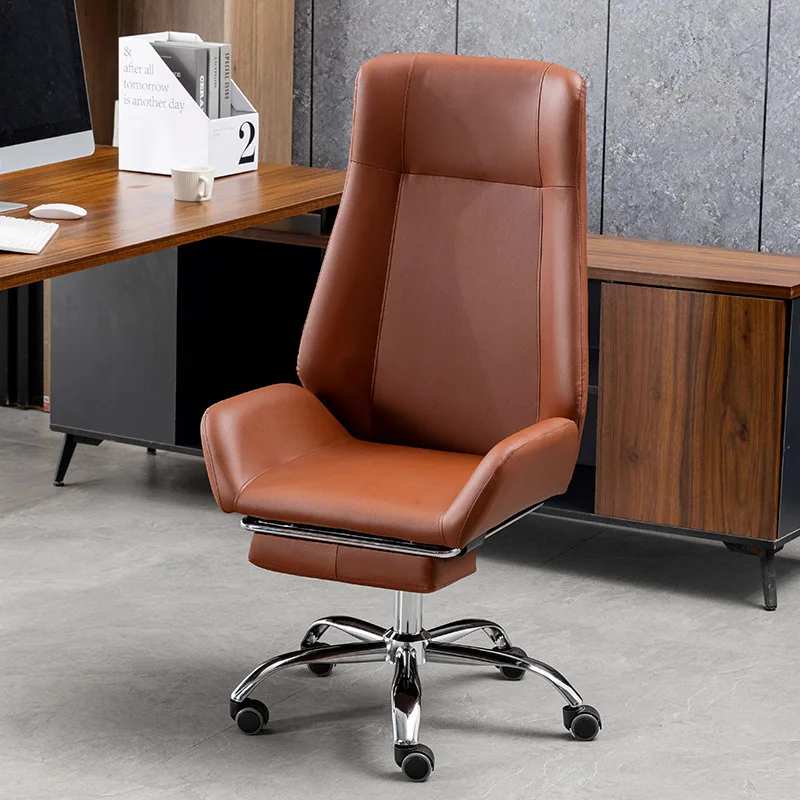 Office Modern Simple Leather Boss Chair Comfortable Long Sitting Can Lie Down Computer Can Lift Ergonomic Chair