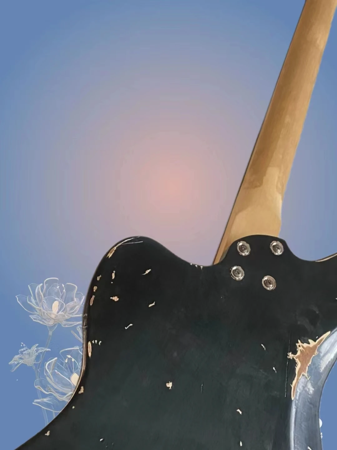 JM6 Relic Black Electric Guitar,Gold Pickguard