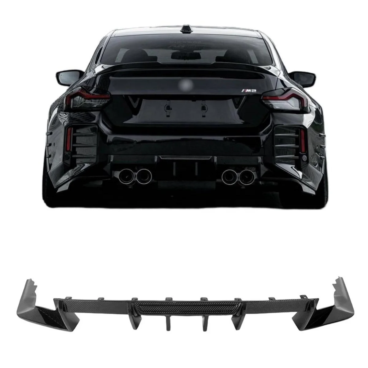 R44 Style Dry Carbon Fiber Rear Bumper lip For BMW G87 M2    Diffuser 2023-2024