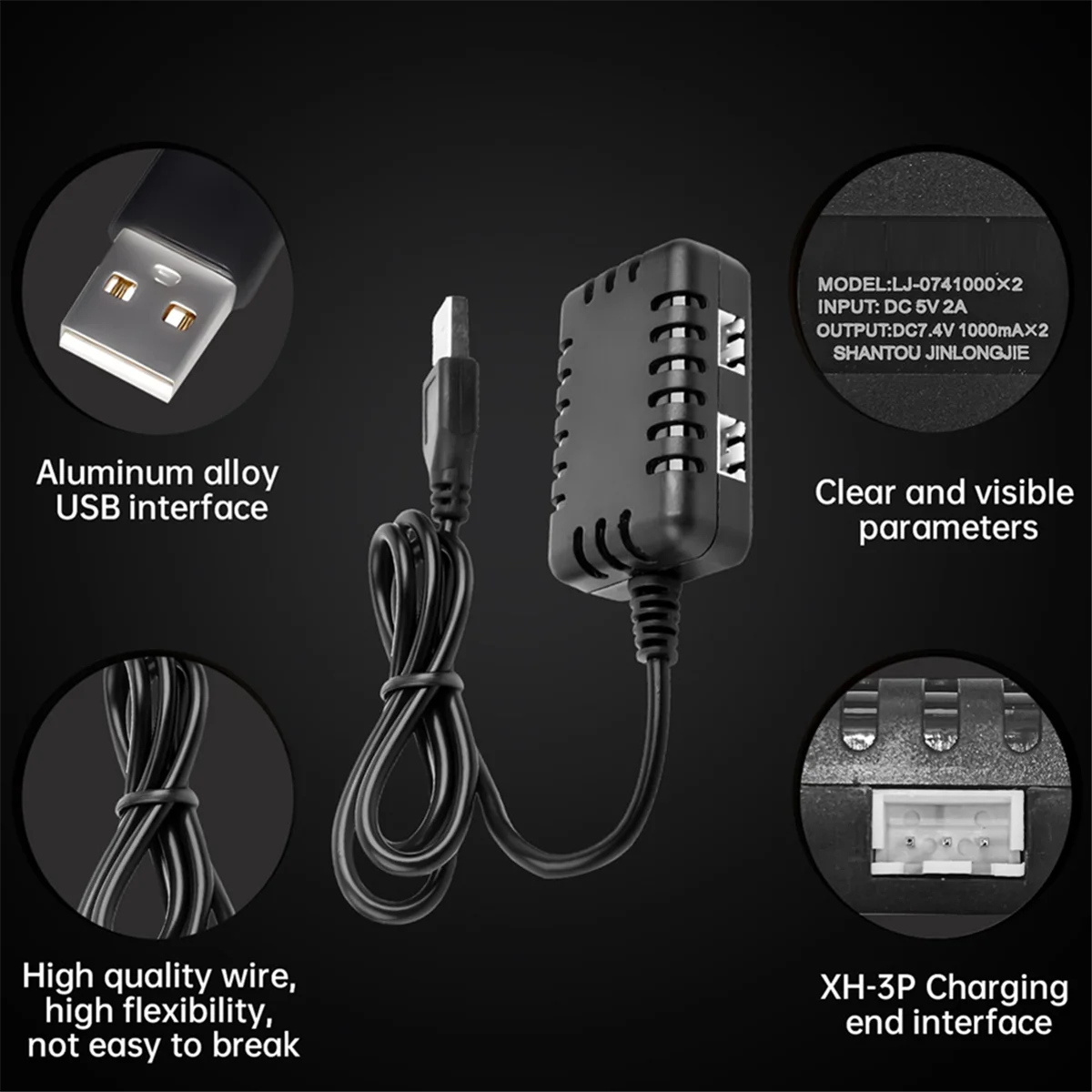 2S 7.4V 2-In-1 Charger with XH-3P Connector Plug for AX24 SCX24 UTB18 SCX24 RC Cars & Trucks,7.4V 2S Lithium Batteries