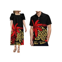 Polynesian Women's Party Dresses Chic Dress MUMU Pacific Islands Men's Tops Shirt Samoan Islander Couples Costume