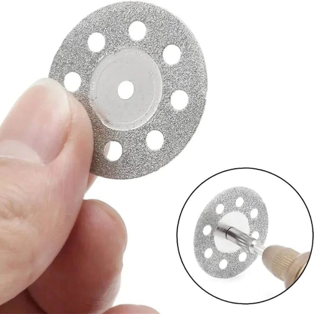 12pcs 22mm Diamond Cutting Disc 3mm Grinding Wheel Mandrel for Metal Cutting Rotary Tool Electric Grinder Parts - view 2