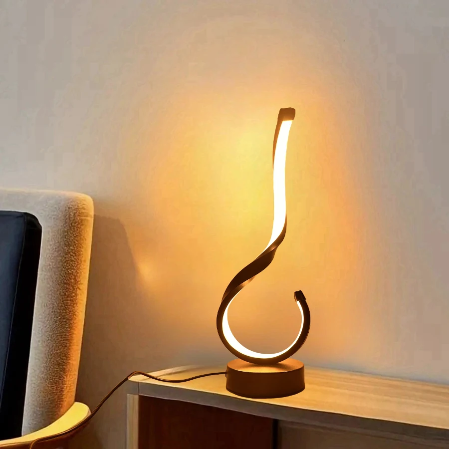 1PC Compact Modern Ironwork USB Three-color Dimming Desktop Decorative Lamp