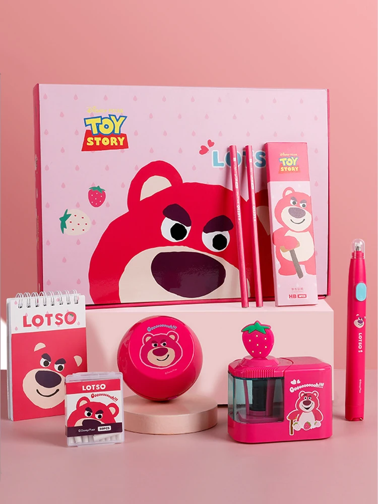 Imagem -05 - Disney Electric Stationery Conjunto Gift Box Lotus Pider Man Pencil Eraser Lápis Sharpener Notebook School Supplies Pcs