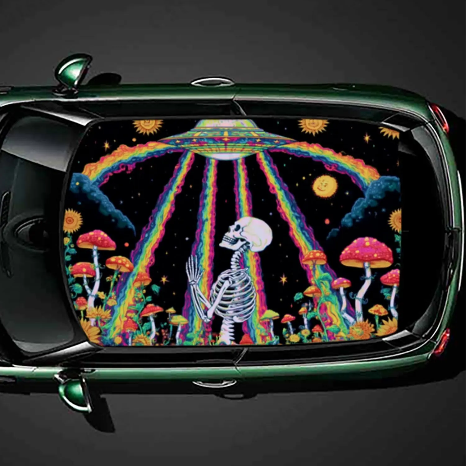 Wishing rainbow skeleton  PVC material self-adhesive waterproof car roof sticker, paste firm and anti-ultraviolet, waterproof an