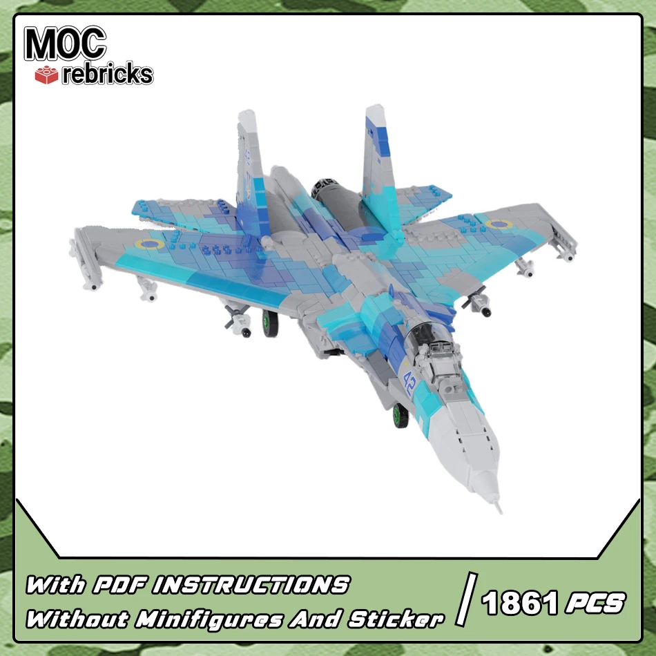 

Military Shipboard Fighter Aircraft Sukhoi Su-27 Model Building Blocks Air Forces Airplane MOC Bricks Toys For Children Gift