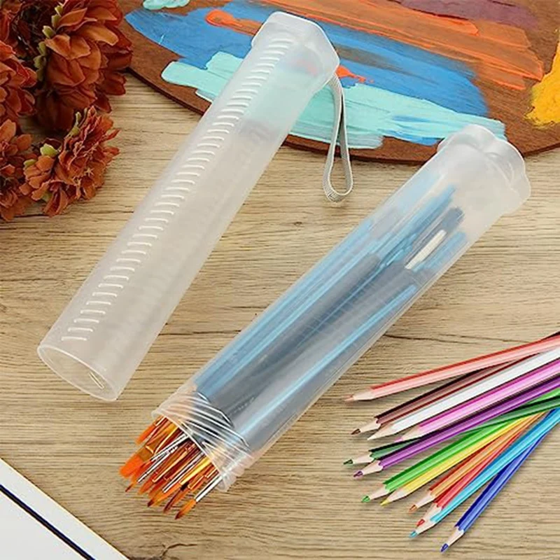 Lot de 4 étuis en plastique extensible pour pinceaux, porte-pinceau transparent, tube de rangement pour crayons