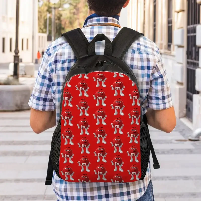 M & M's-mochila de viaje personalizada para hombre y mujer, morral de viaje con cara de caramelo de Chocolate, divertido, para ordenador escolar y estudiantes universitarios