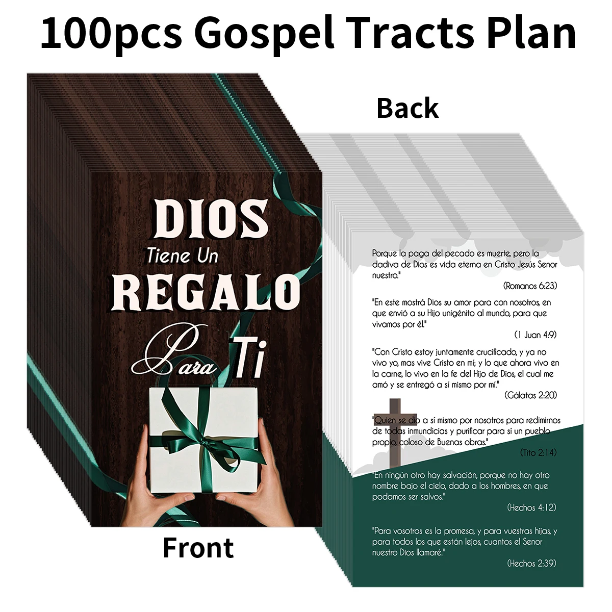 Cartes d'évangile espagnol, 100 pièces, verset de la Bible, carte de Plan de piste de poche chrétienne pour la rédemption d'église, cadeau d'encouragement spirituel